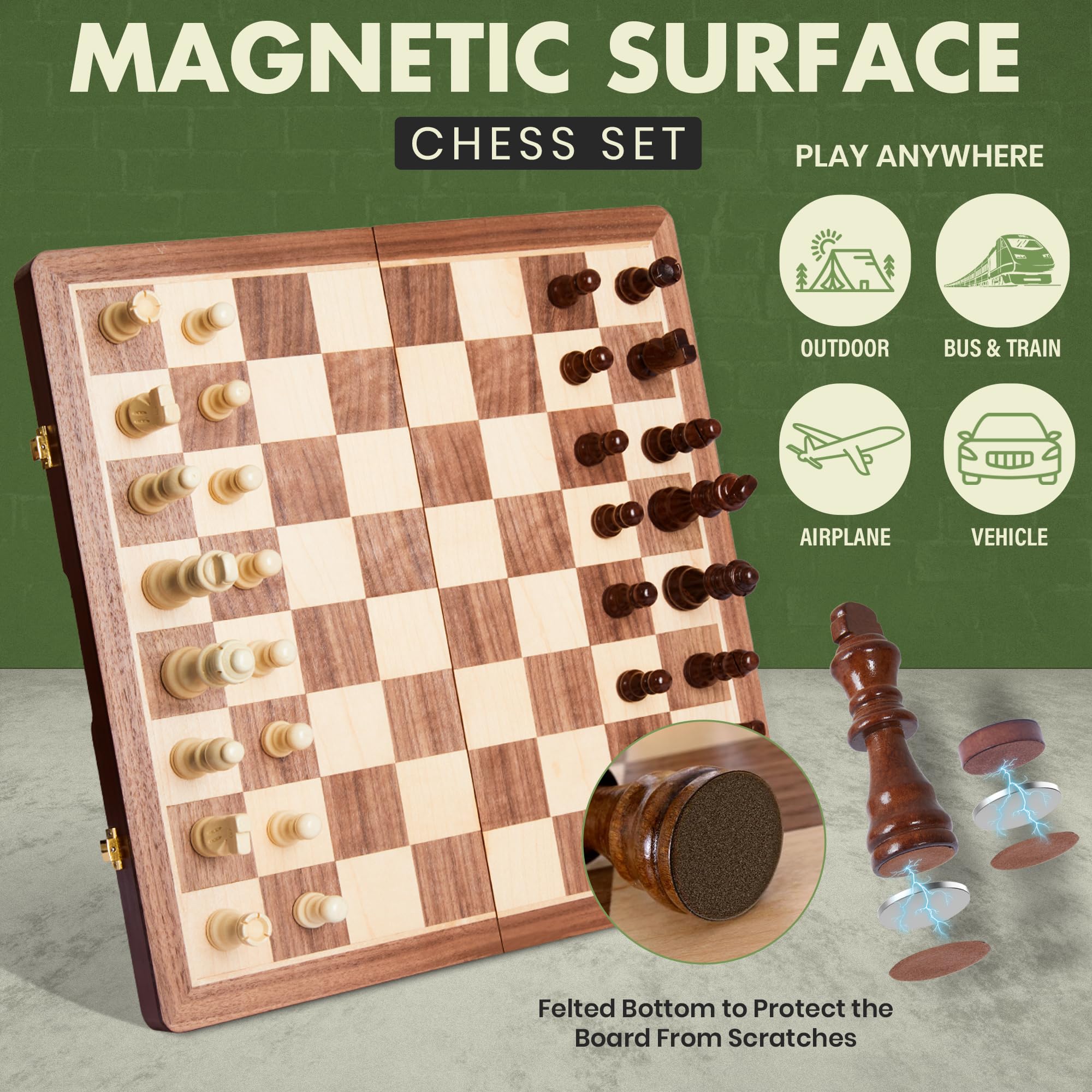 ECOCRAFTER magnetic chess pieces stay securely during games