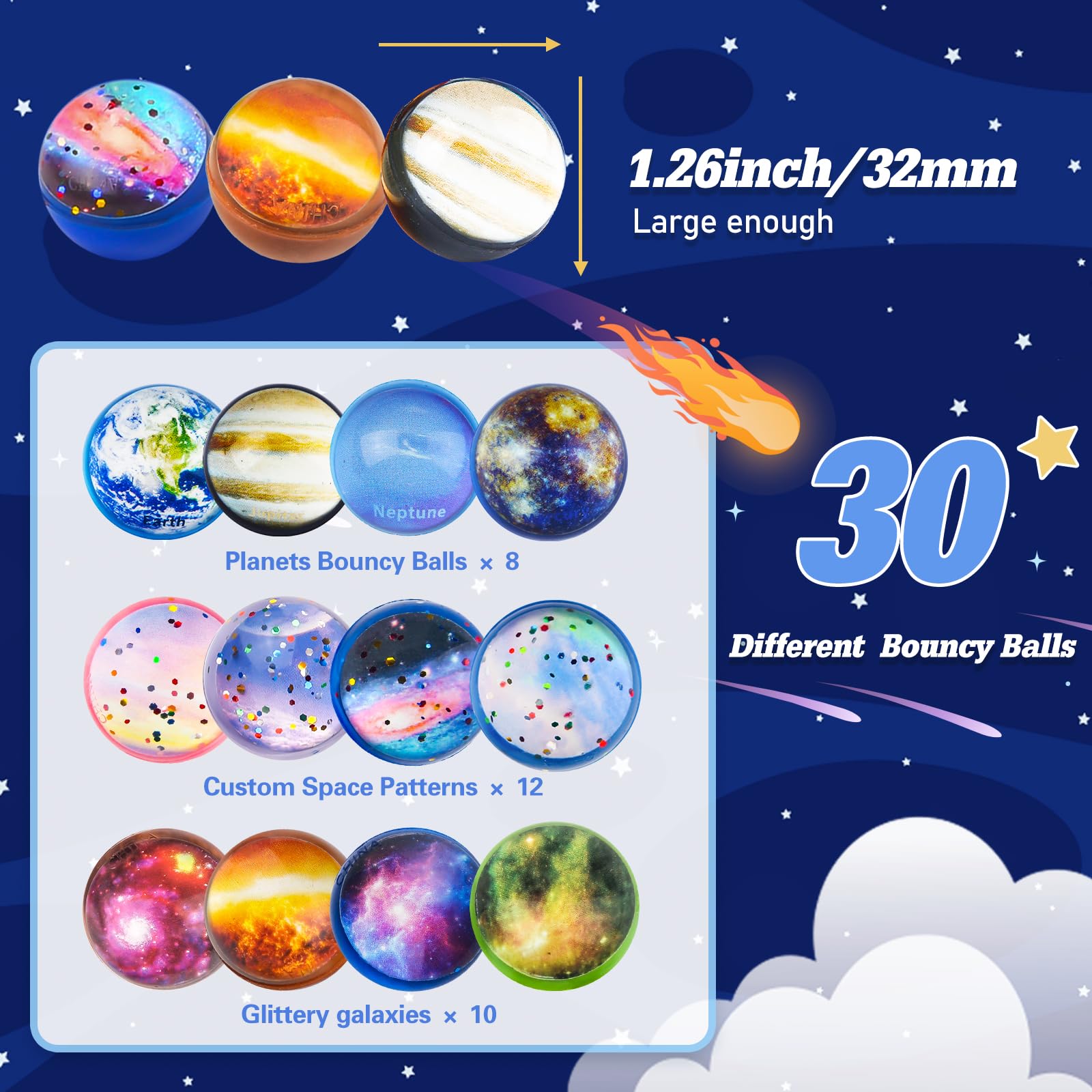 Ecoofor space-themed bouncy ball with stars and planets promotes active play and imagination.