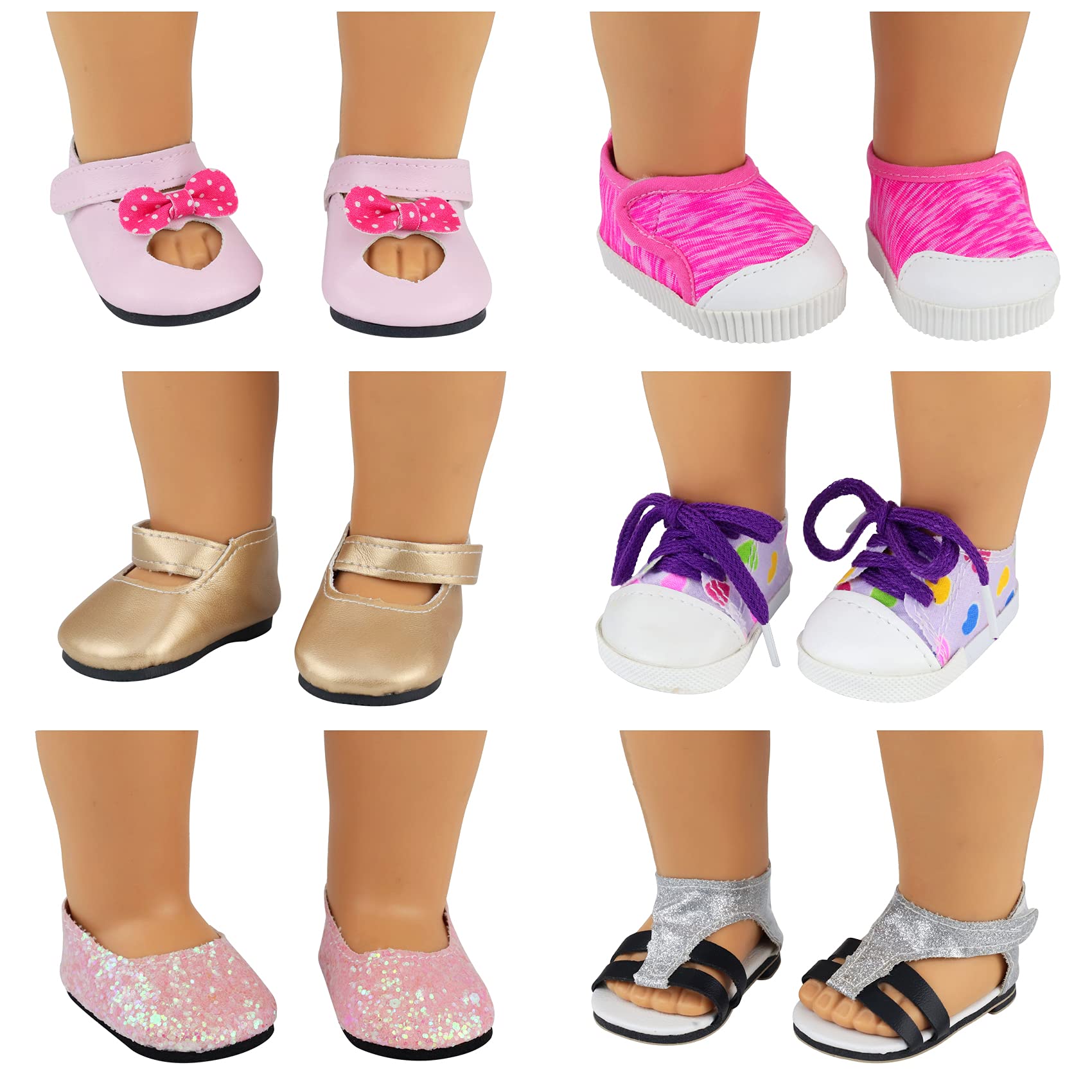 Ecore Fun 18-inch doll canvas shoes with breathable fabric and versatile color options.