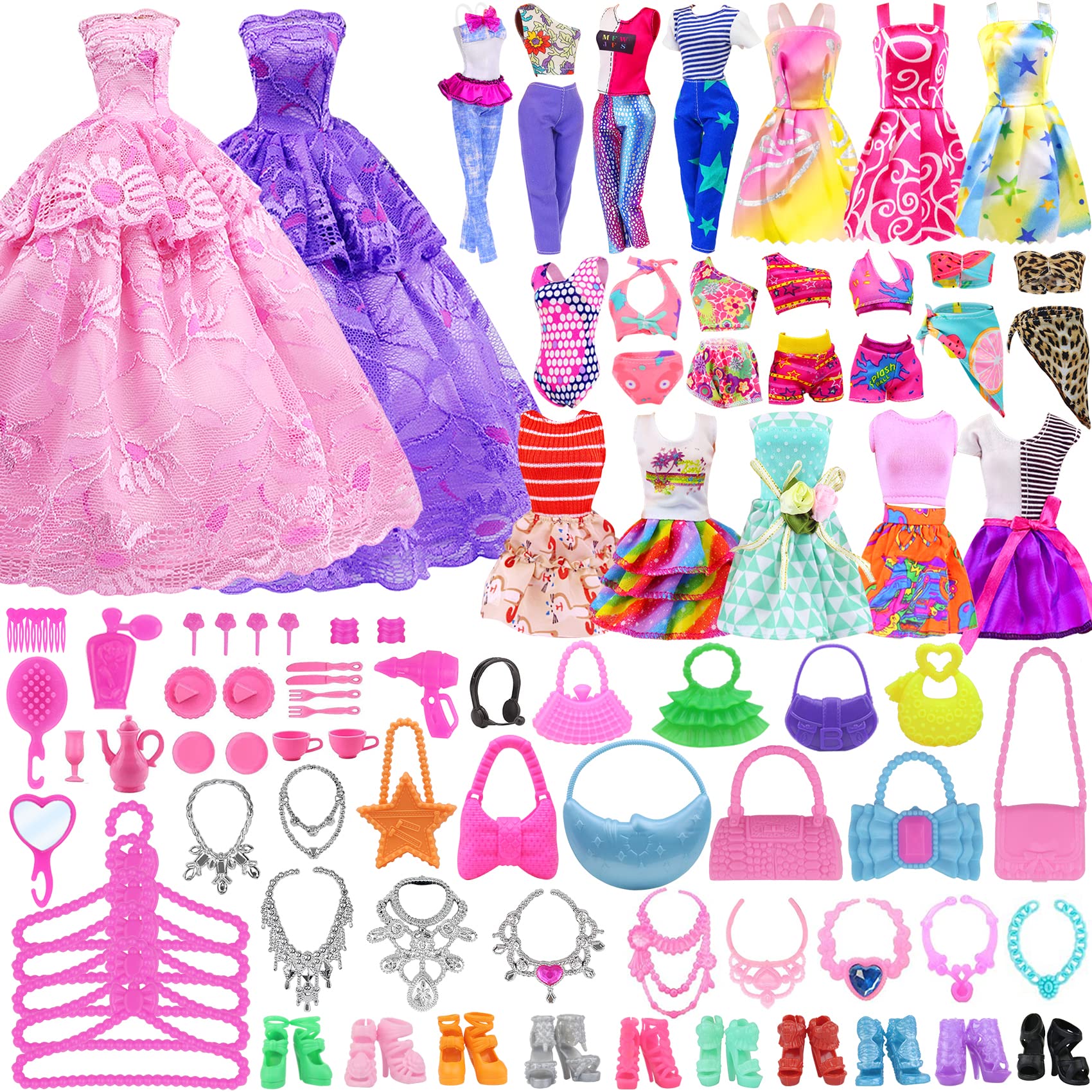 Ecore Fun doll swimsuits ready for beach-themed pretend play sessions.