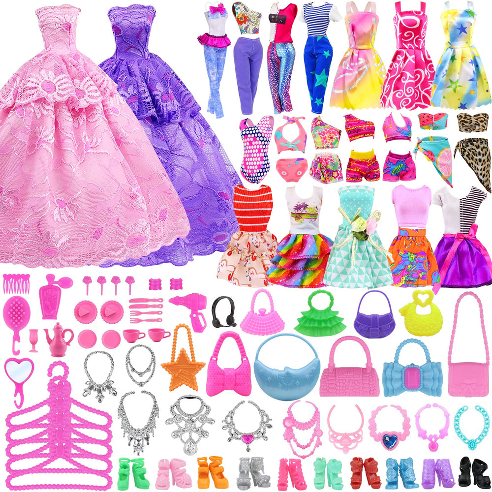 Ecore Fun doll swimsuits ready for beach-themed pretend play sessions.