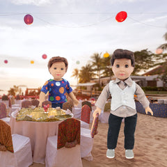 Ecore Fun planet-pattern T-shirt boosts creative outfits for 18-inch dolls.