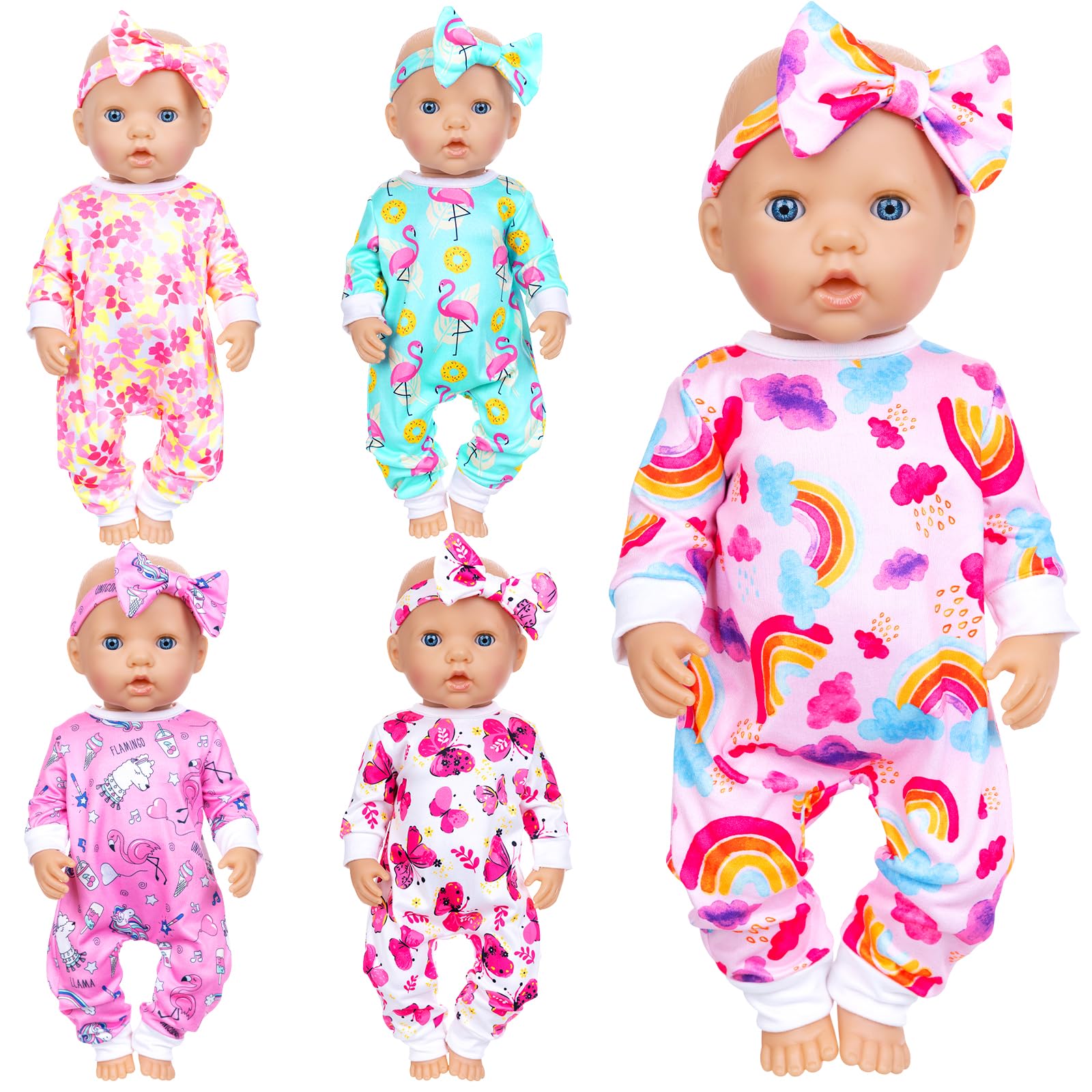 Ecore Fun unicorn jumpsuit for 14-18 inch dolls enhances imaginative play.