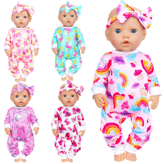 Ecore Fun unicorn jumpsuit for 14-18 inch dolls enhances imaginative play.