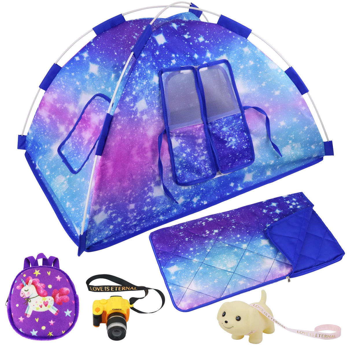 Ecore Fun 18-inch doll camping tent with starry sky design for imaginative play