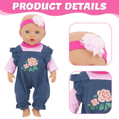 ECORELF denim suspenders provide casual style for 14-18 inch dolls.