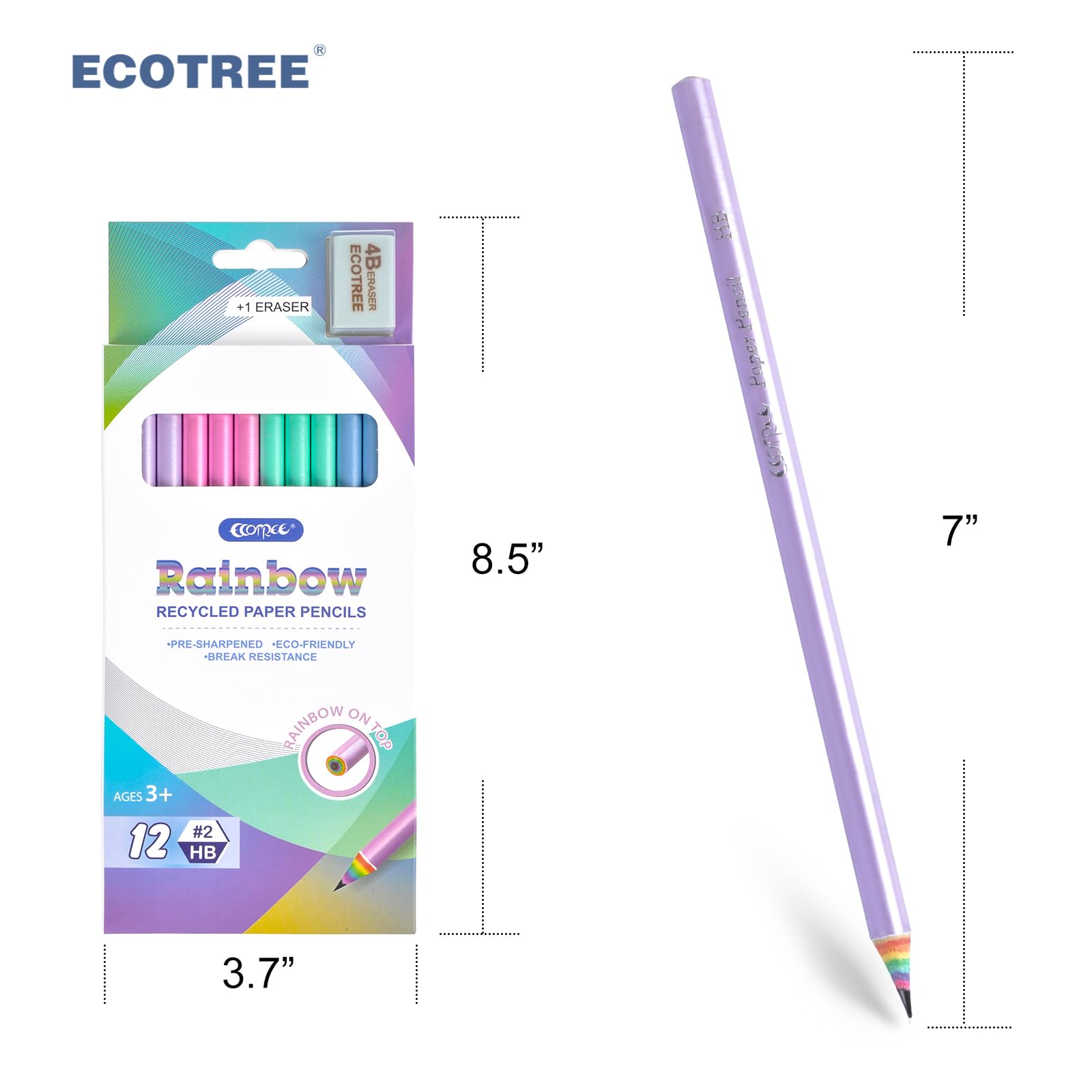 ECOTREE rainbow pencils arranged as a back-to-school gift idea.