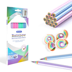 ECOTREE rainbow paper pencil close-up shows four pearl colors for drawing.