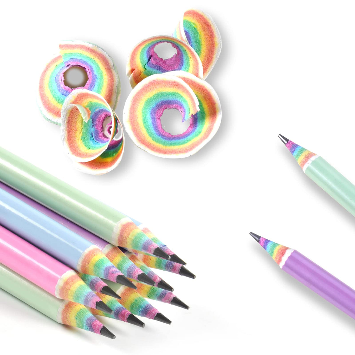 ECOTREE rainbow paper pencil pack for kids, eco-friendly writing tool.