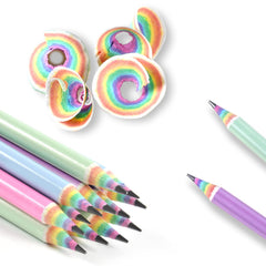 ECOTREE rainbow paper pencil pack for kids, eco-friendly writing tool.