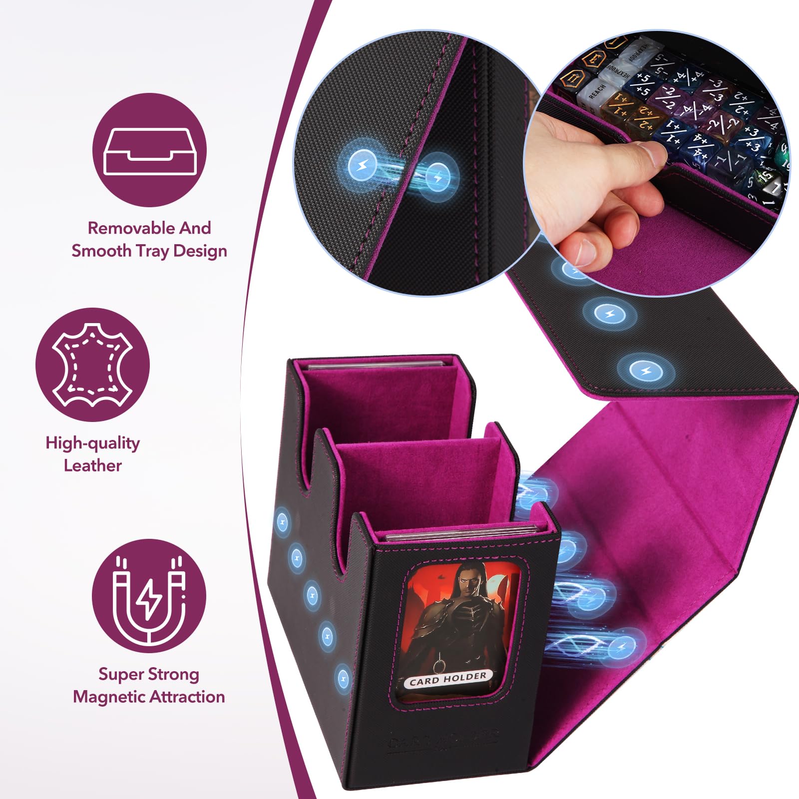 ECXHYDG deck box with commander display window helps locate cards instantly.