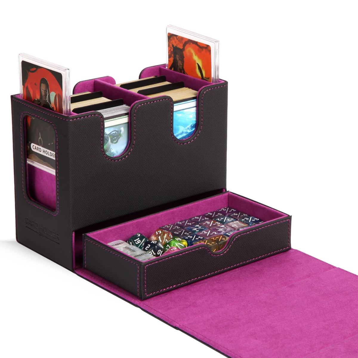 ECXHYDG MTG deck box with durable leather exterior protects cards on the go.