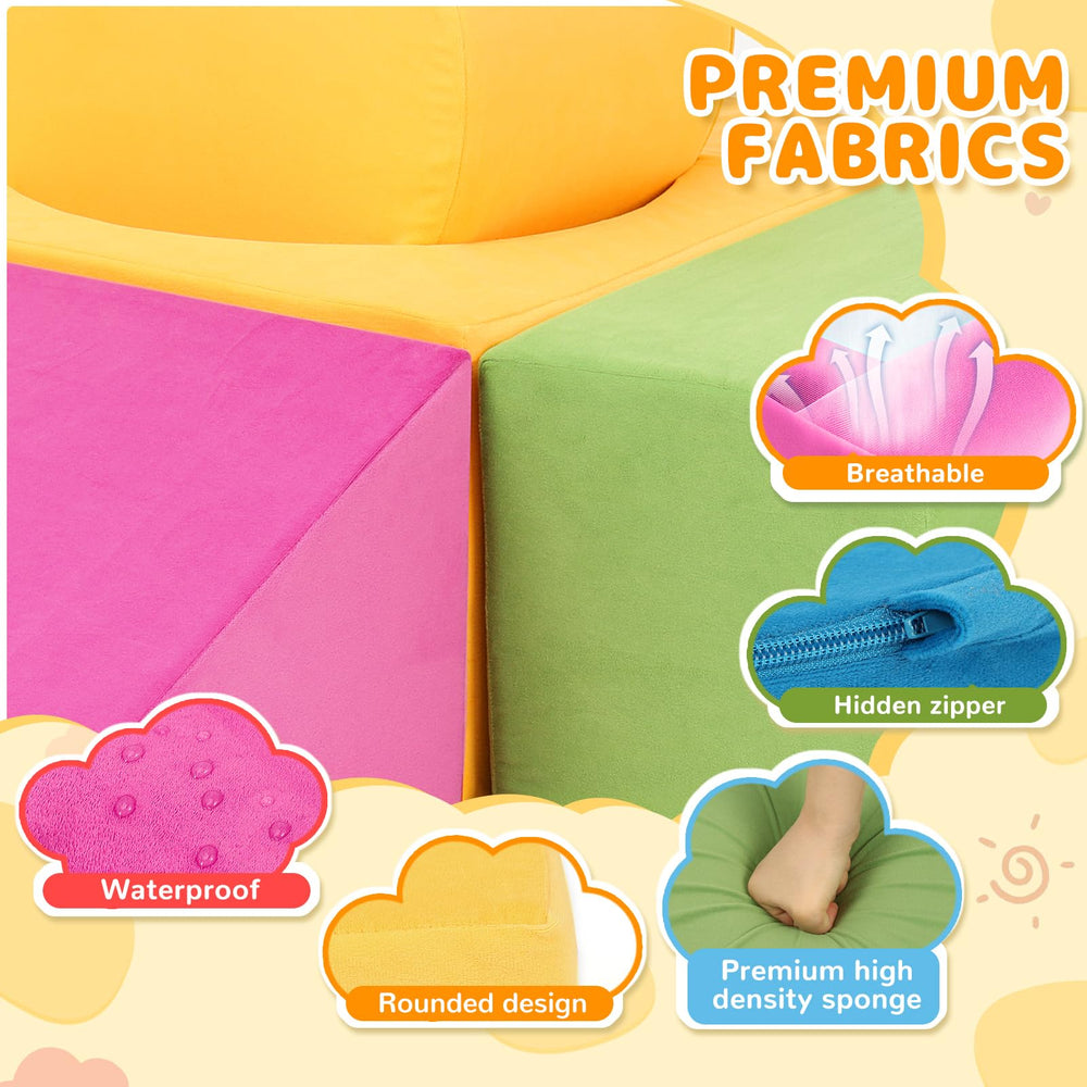 Edbuosy blocks feature bright colors and varied shapes to stimulate attention and gross motor skills.