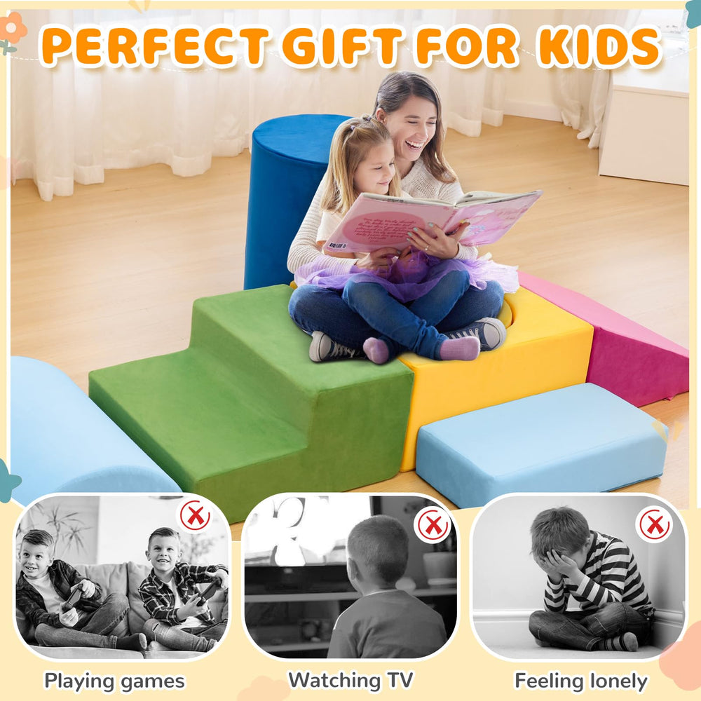 Edbuosy blocks fit neatly in a corner for compact indoor play.