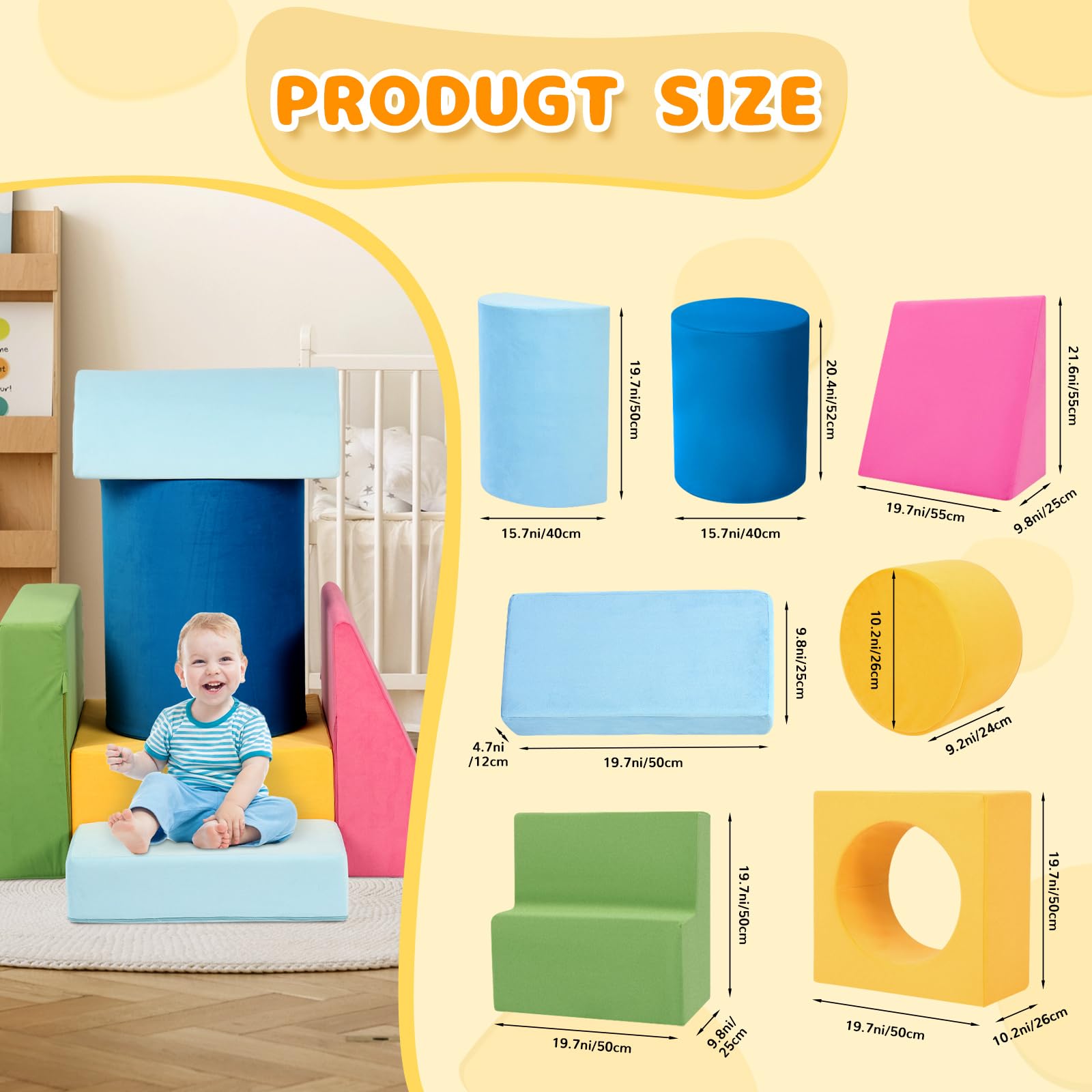 Edbuosy climbing blocks covered in soft velvet fabric for easy cleaning and durability.
