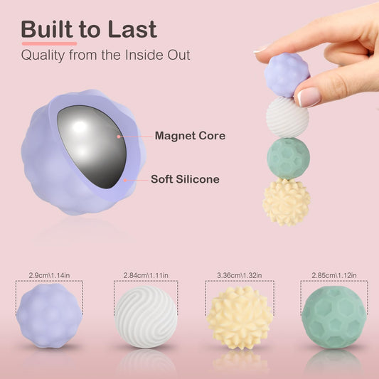 Ednzion magnetic silicone stress balls with textured surfaces for sensory engagement.