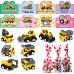 edoia valentines cards for kids with construction vehicle toys, ideal classroom exchange