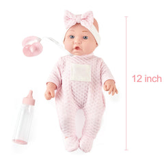 eDollable baby doll pink removable outfits for mix-and-match dress-up