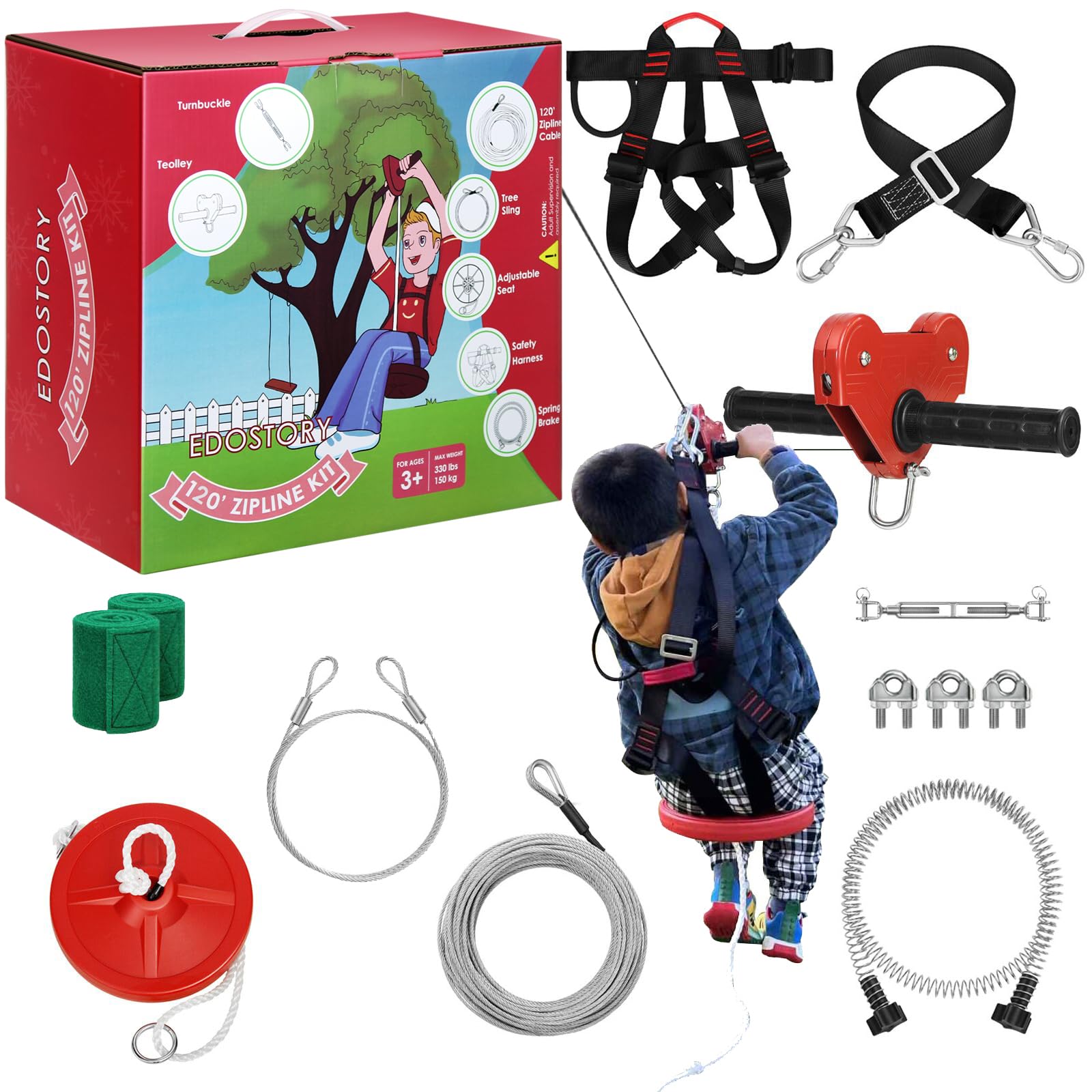 EDOSTORY backyard zipline setup demonstrates sturdy anchors for safe family fun