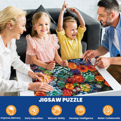 Edsjegn finished puzzle showcasing floral and succulent artwork ready to frame