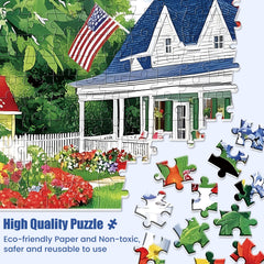 Edsjegn flags and sky scene adds cheerful atmosphere to puzzle session