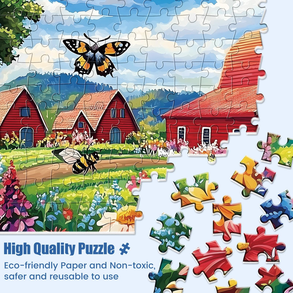 Edsjegn red barn meadow puzzle: a calm countryside scene to enjoy solo or with others.