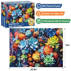 Edsjegn succulent puzzle closeup colors highlighting detailed leaf textures