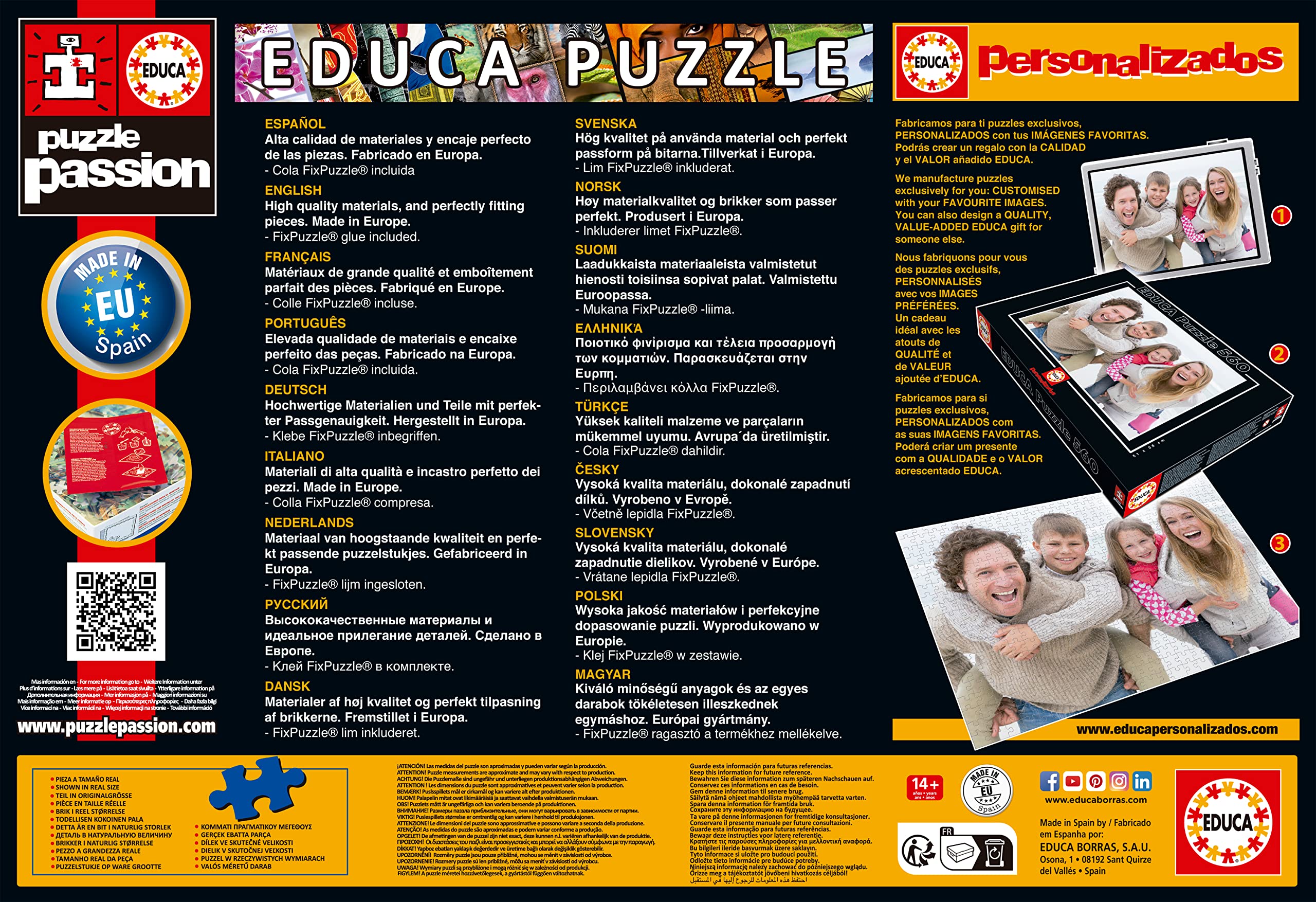 Educa puzzle assembly in progress captures focused hands arranging pieces.