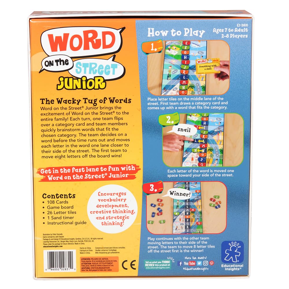 Educational Insights Word on the Street Junior compact game guide for effortless setup