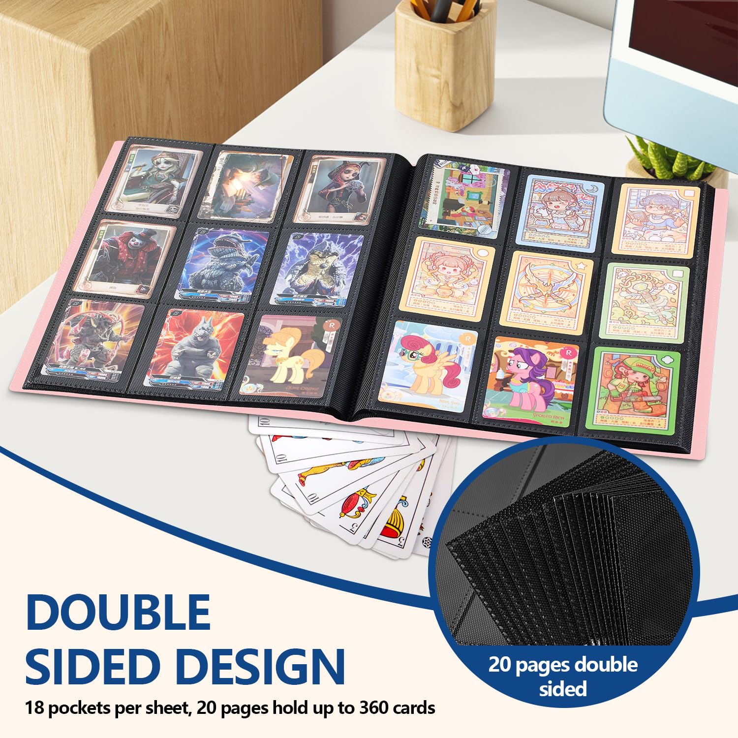 EDUDIIU pink interior with 18 pockets per sheet for neat organization