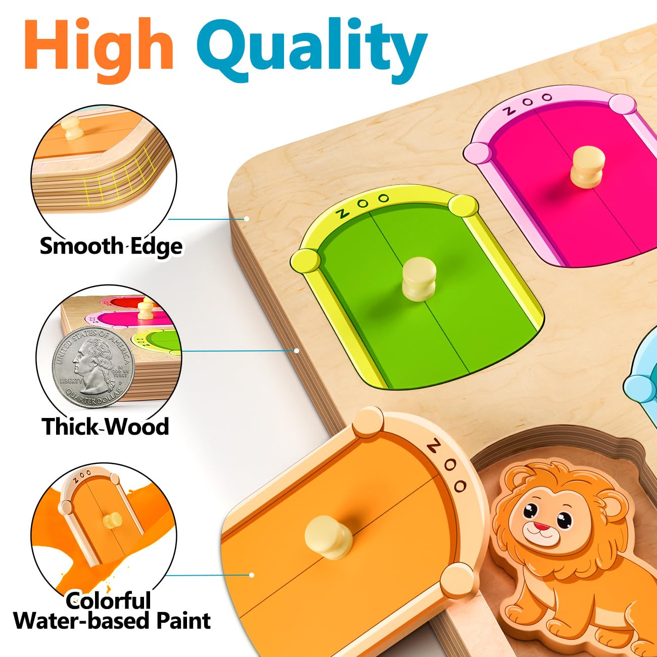 EDUJOY Upgraded knobs protect little hands during lifting and placement