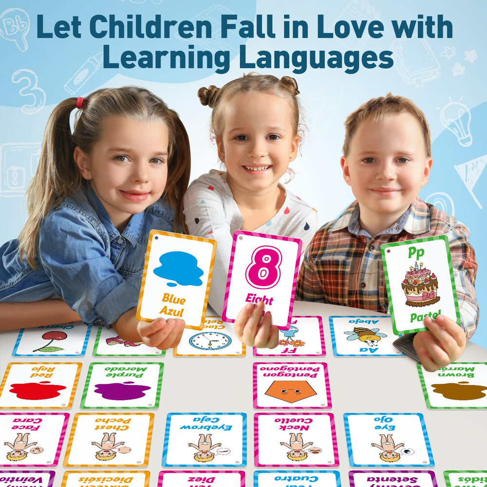 Edulok bilingual flash cards interactive play image invites kid-led games and practice.