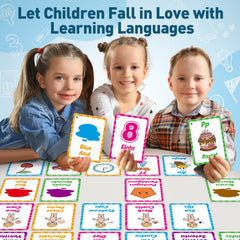 Edulok bilingual flash cards interactive play image invites kid-led games and practice.