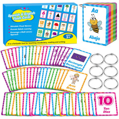 Edulok bilingual flash cards letters image spotlights early literacy and bilingual word recognition for kids.