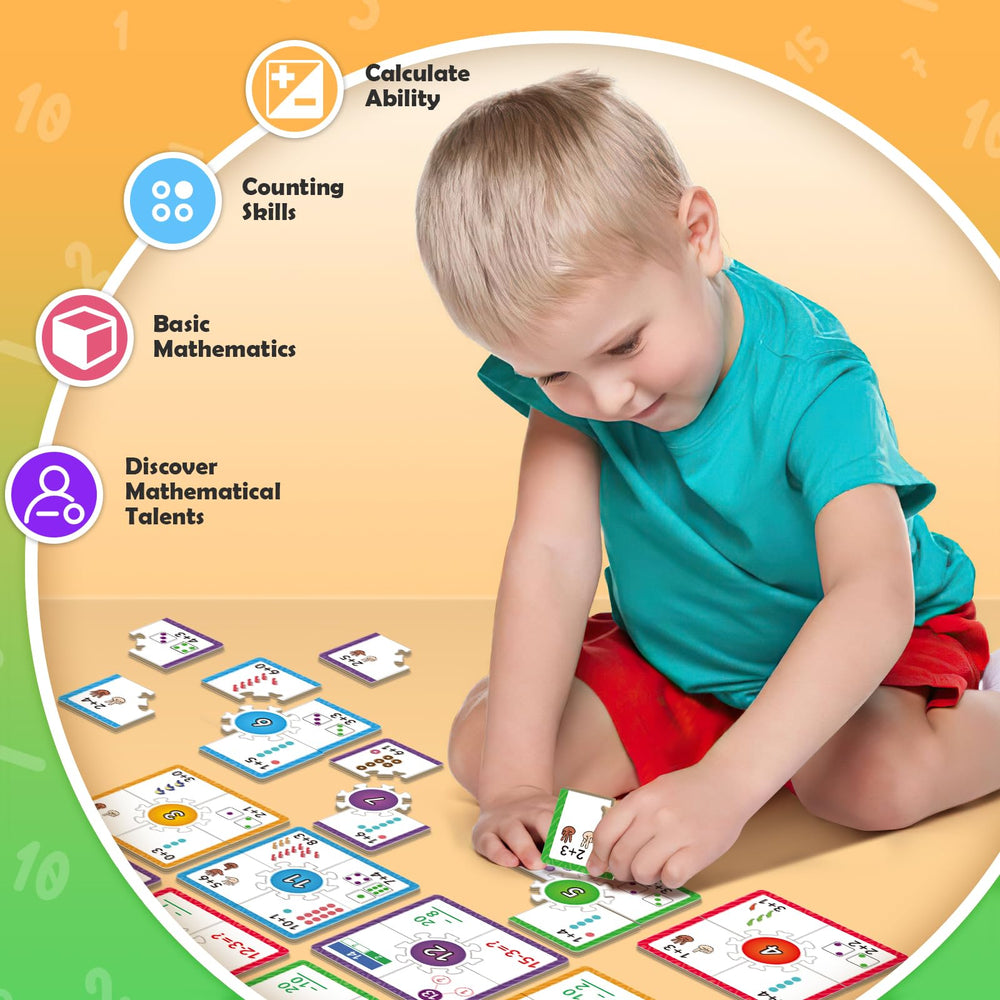 Edulok Math Games colorful puzzle pieces in a kid-friendly layout.