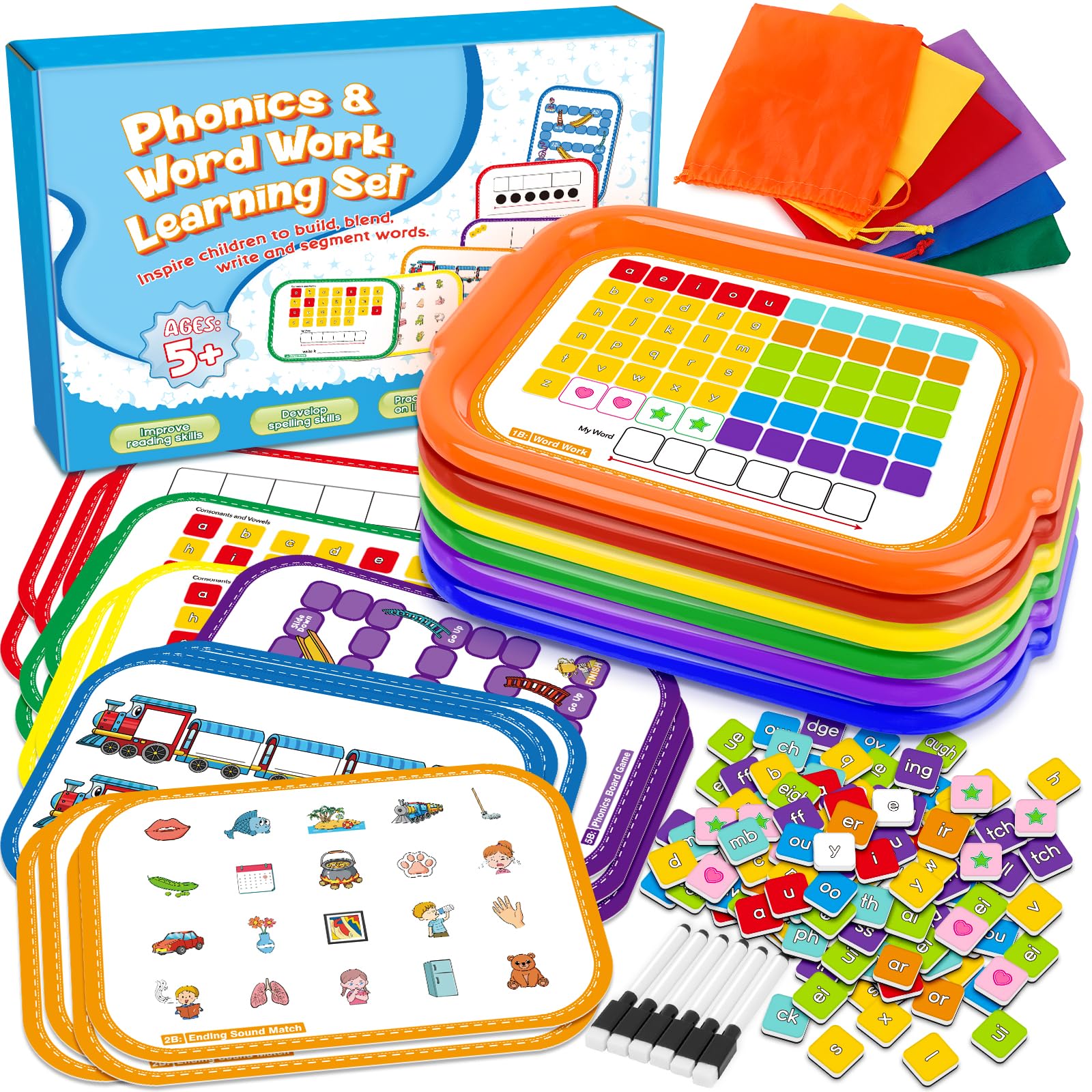 Edulok phonics magnetic letter tiles set for hands-on word building in classroom and home