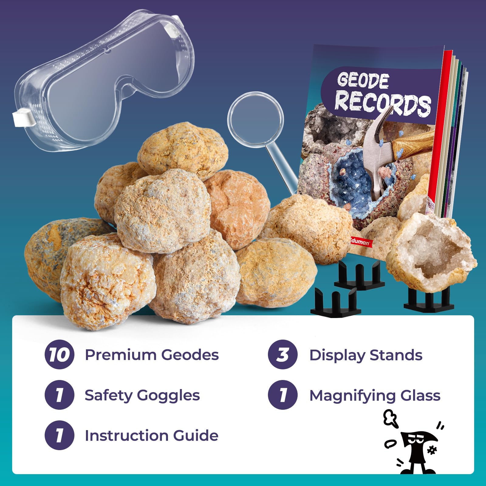 EDUMAN storage bag keeps geodes organized and safe between explorations.