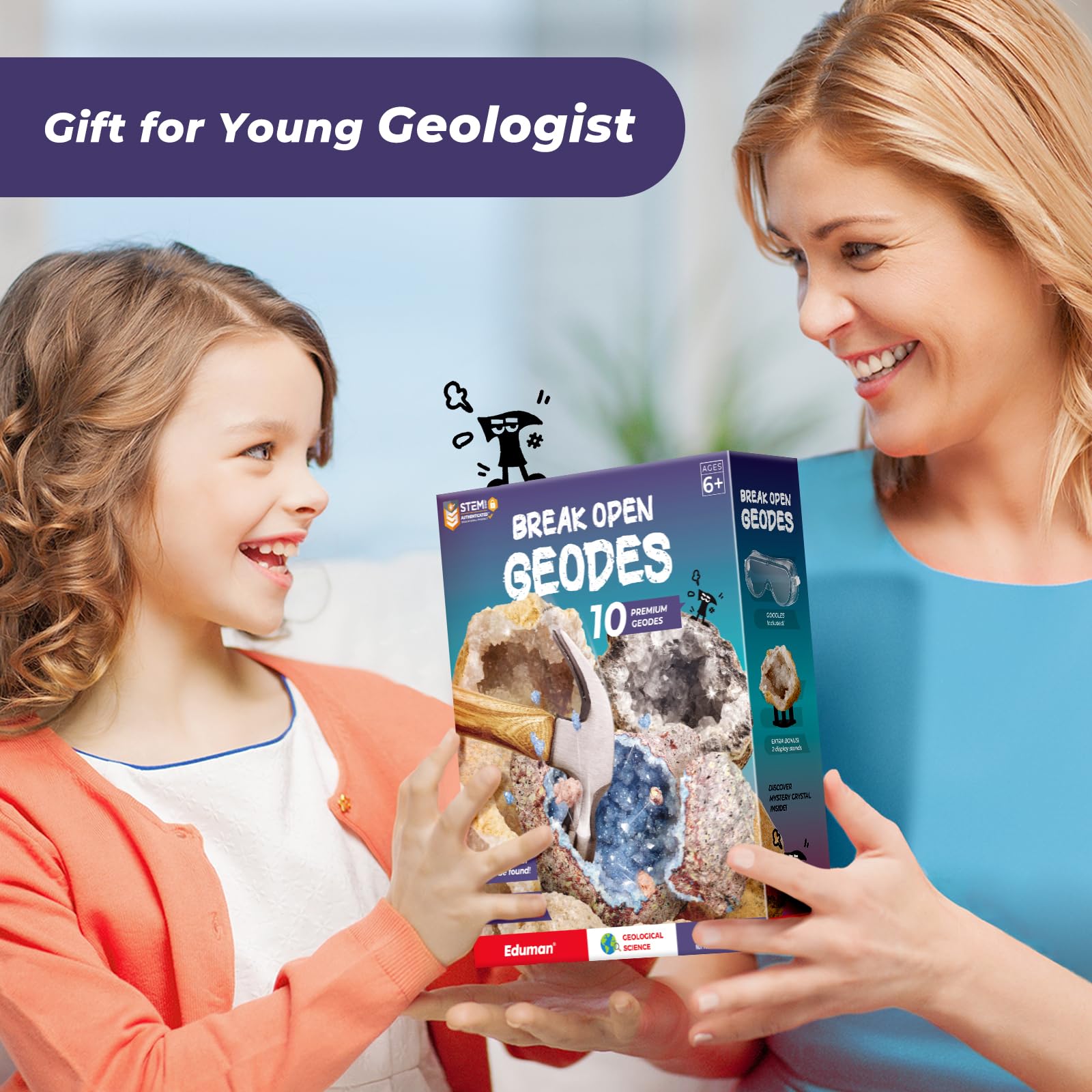 EDUMAN varied crystal colors hint at different geode specimens you may uncover.