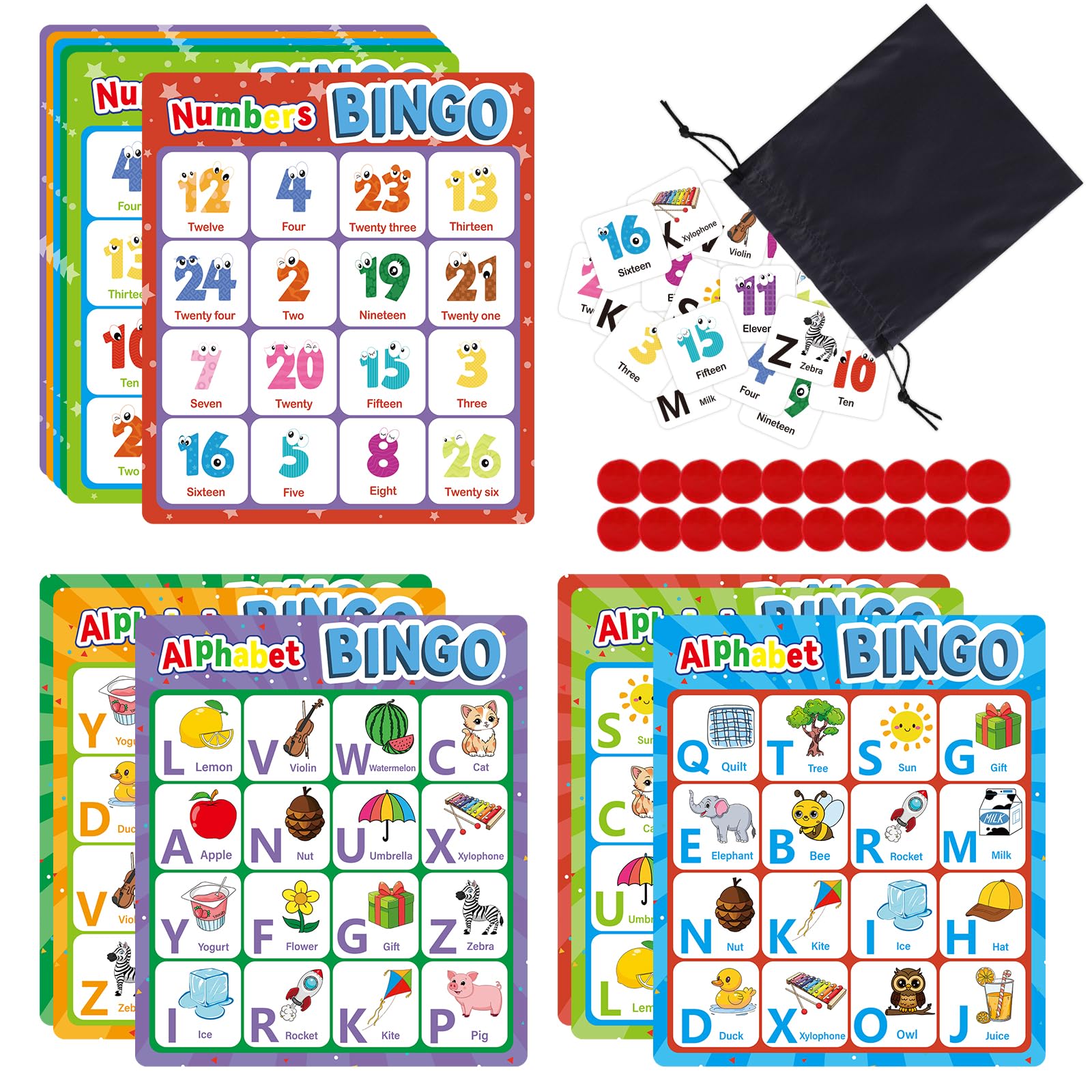 Edumix Alphabet Bingo Card front showing letter practice for kids.