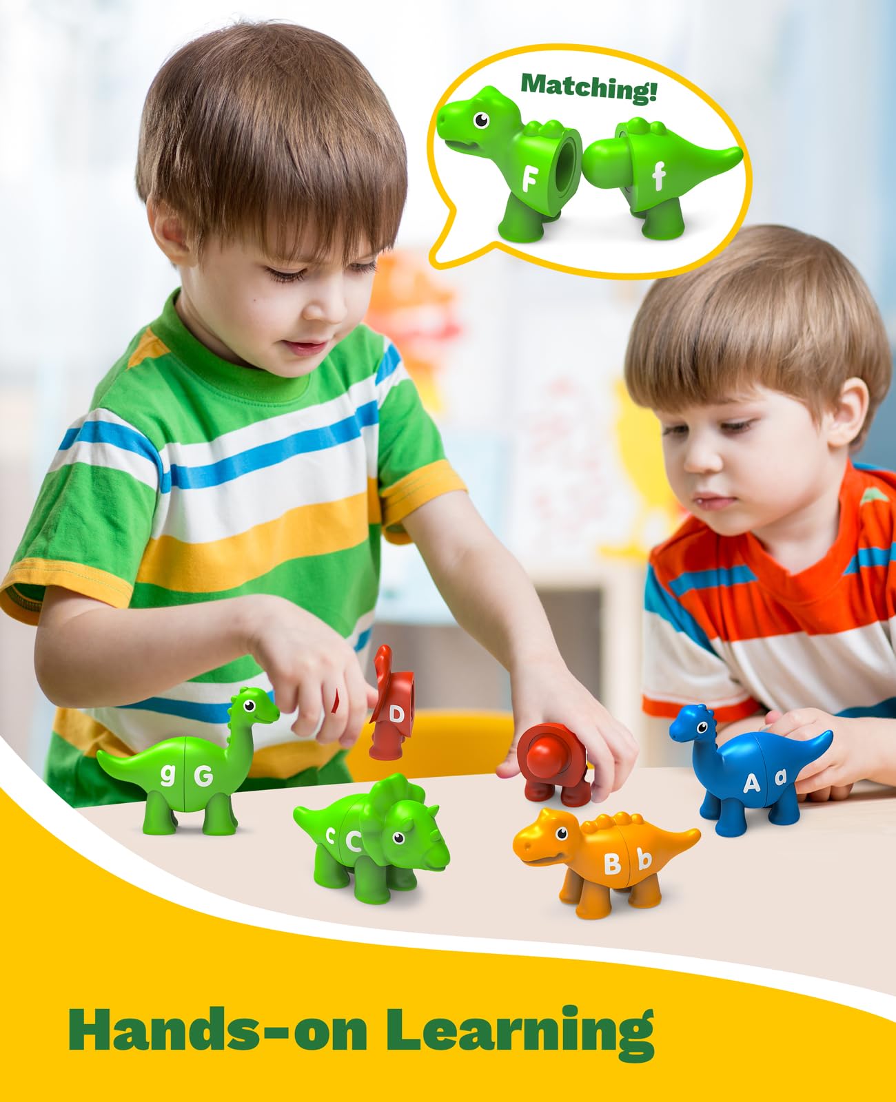 Edumoteso colored dino pieces for color matching and imaginative play.