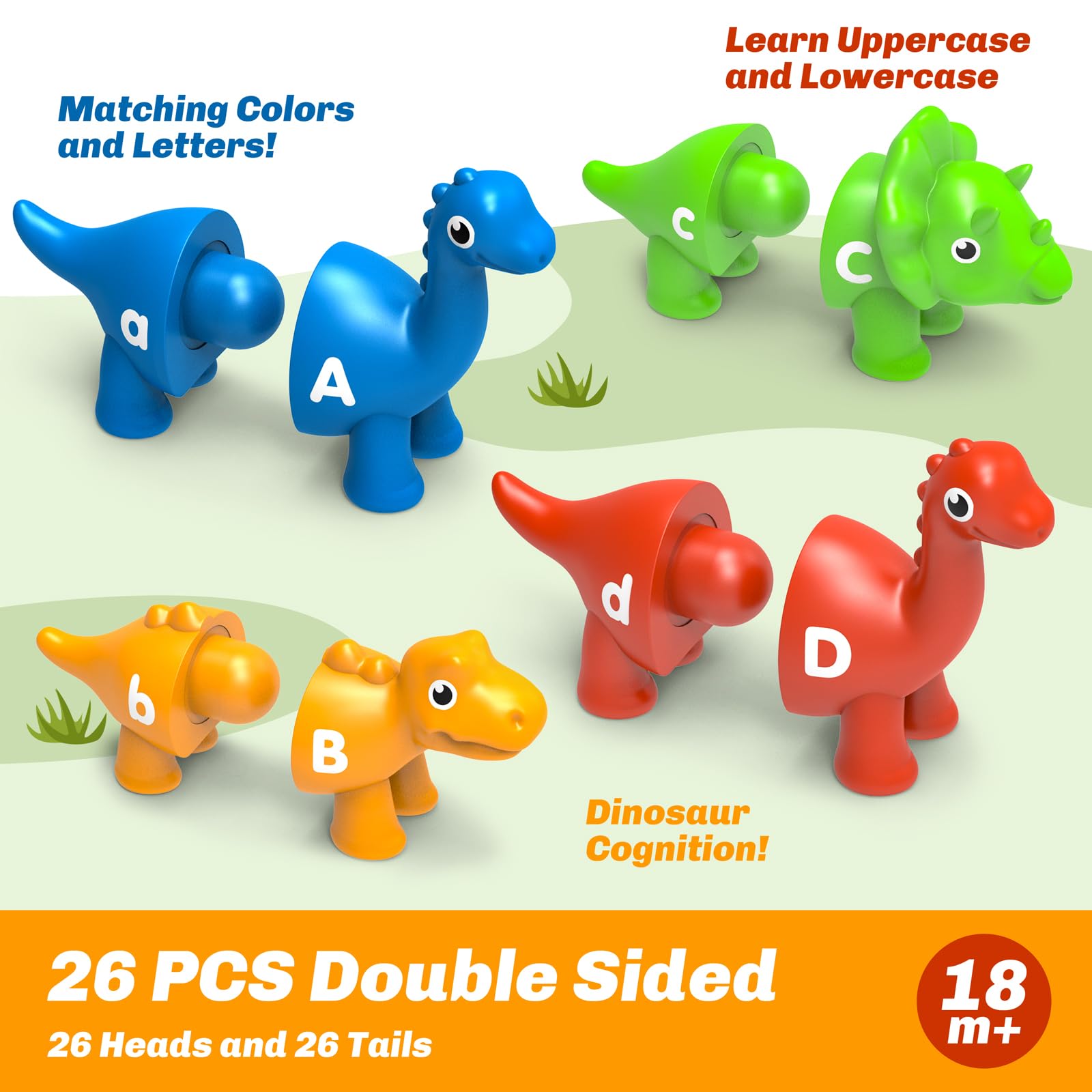 Edumoteso dinosaur color-sort set helps kids learn colors during play.