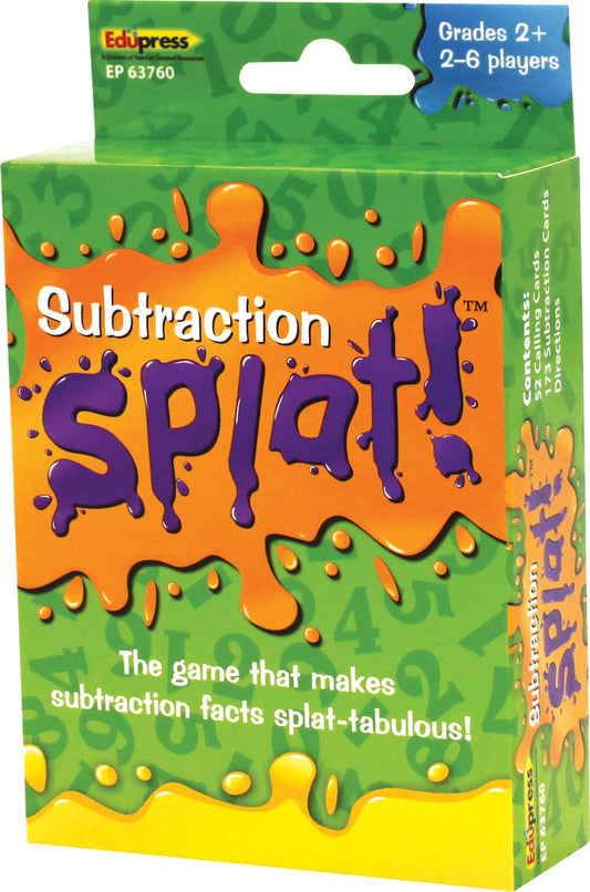 Edupress Math Splat subtraction cards enable quick fact recall during play