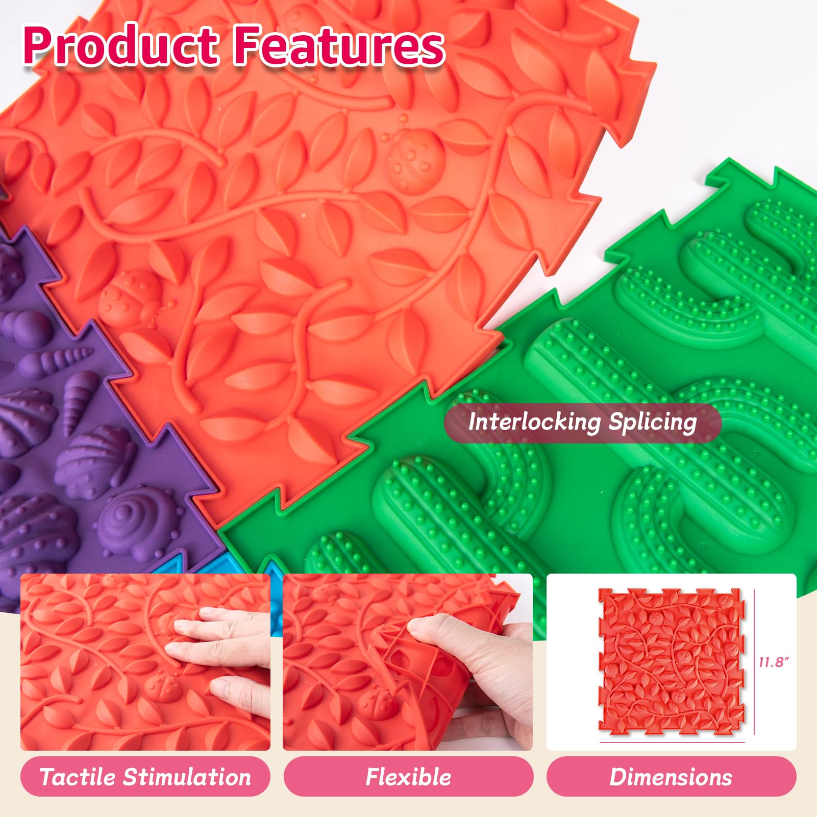 Edusense sensory mat kids playing on textured surface encourages tactile exploration.