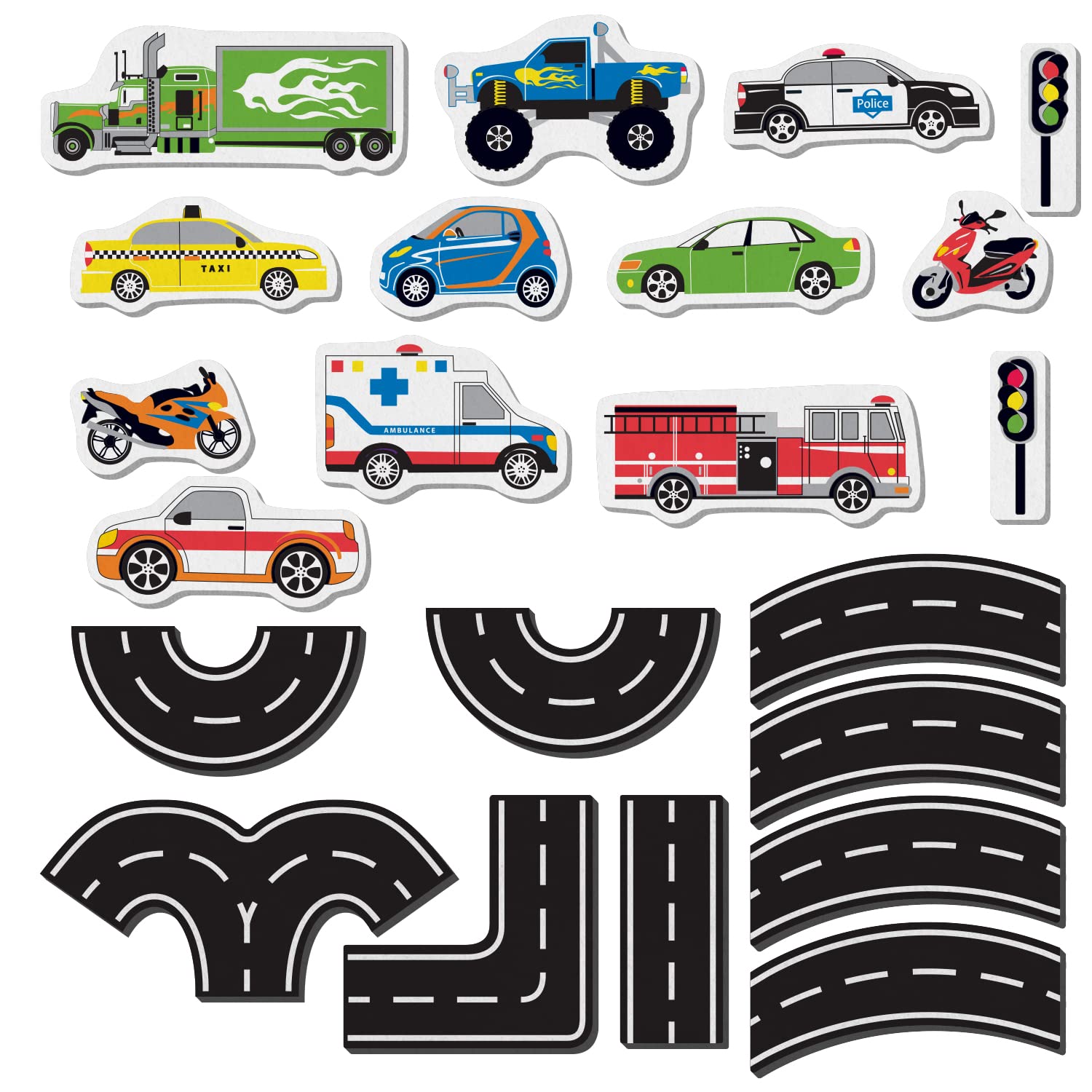 Edushape tiles and foam sticks to smooth surfaces for easy setup.