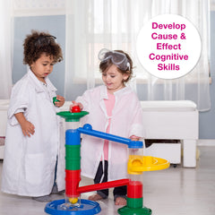 Edushape Rollipop tracking marbles strengthens visual development and memory in infants.