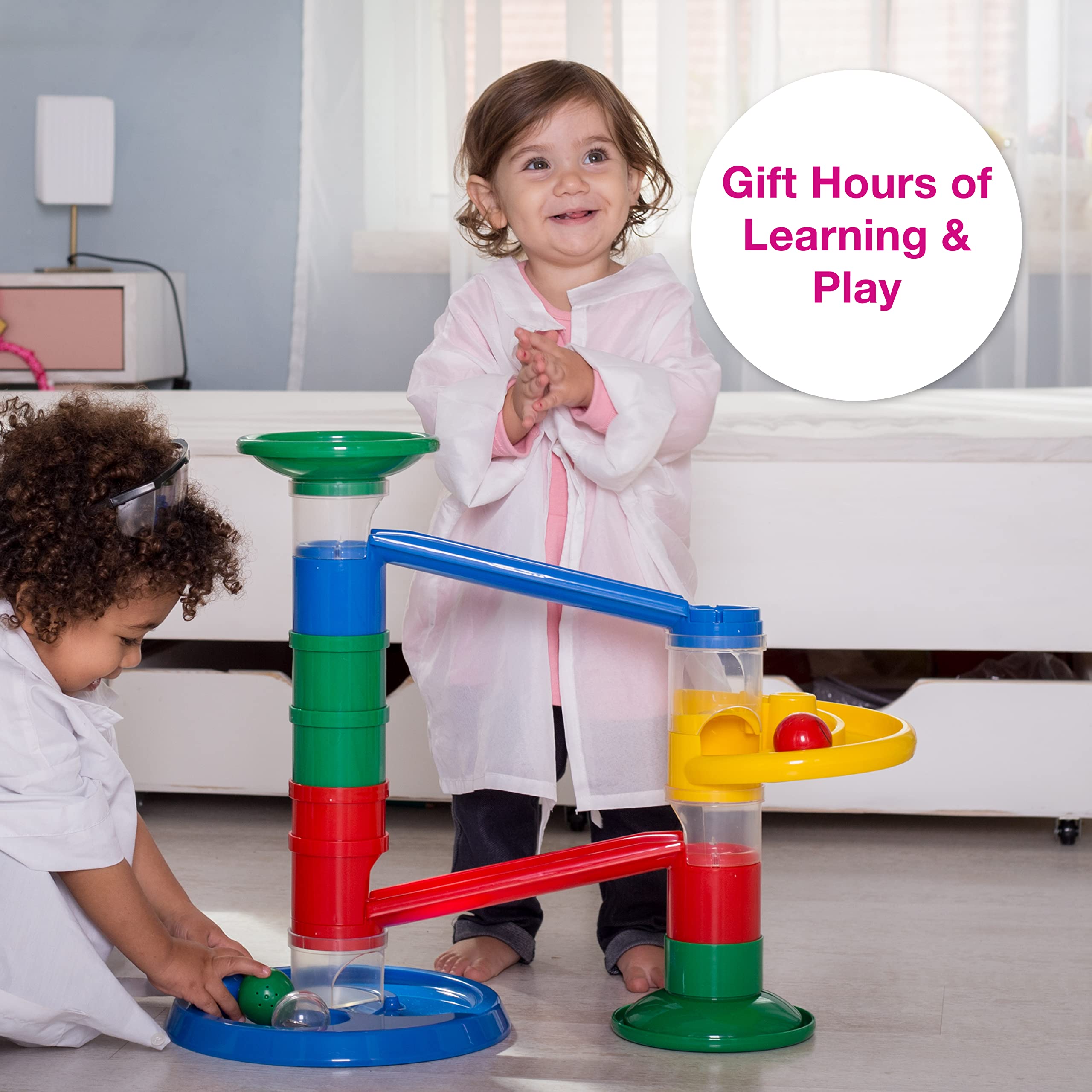 Edushape Rollipop visual and sensory skills enhanced by marble tracking play.