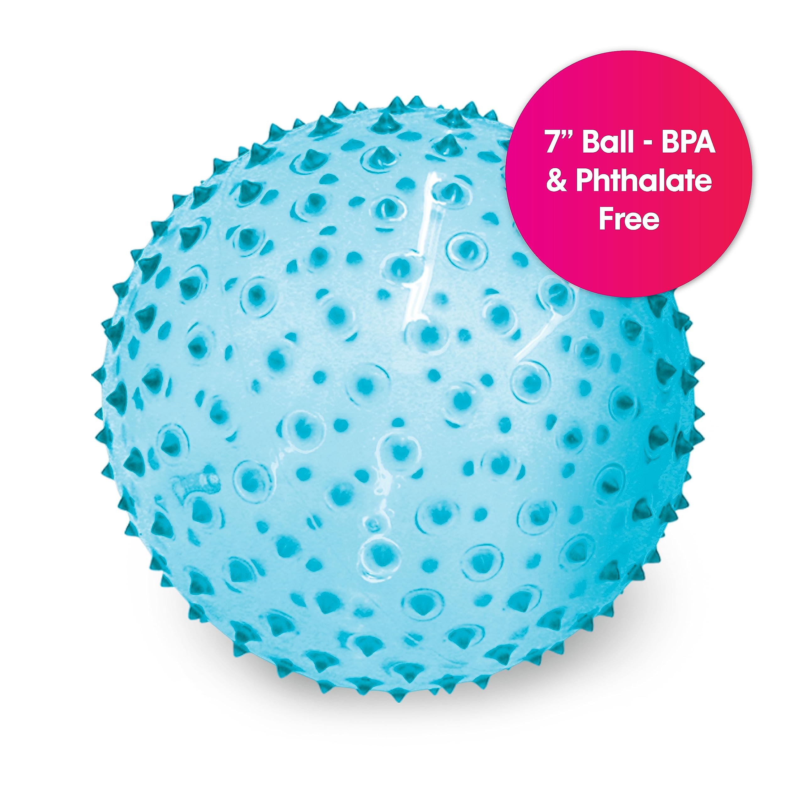 Edushape sensory ball's bright colors encourage visual recognition during play.