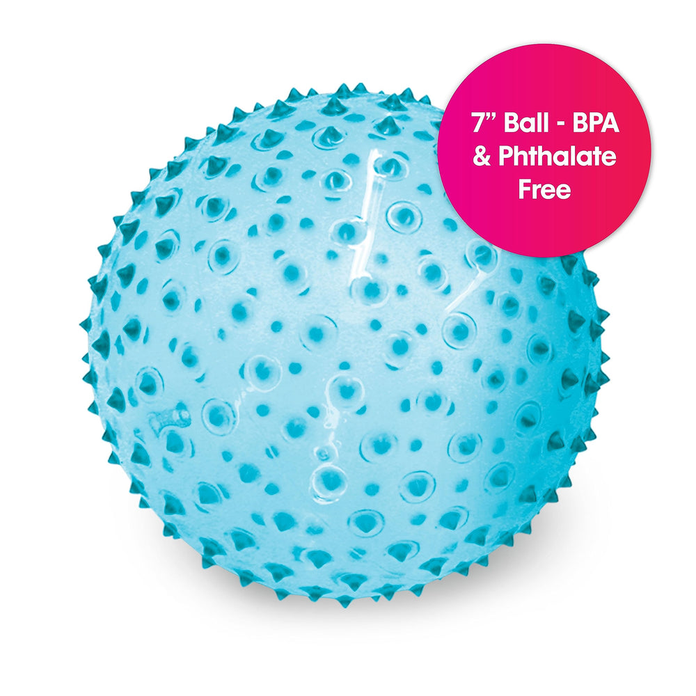 Edushape sensory ball's bright colors encourage visual recognition during play.