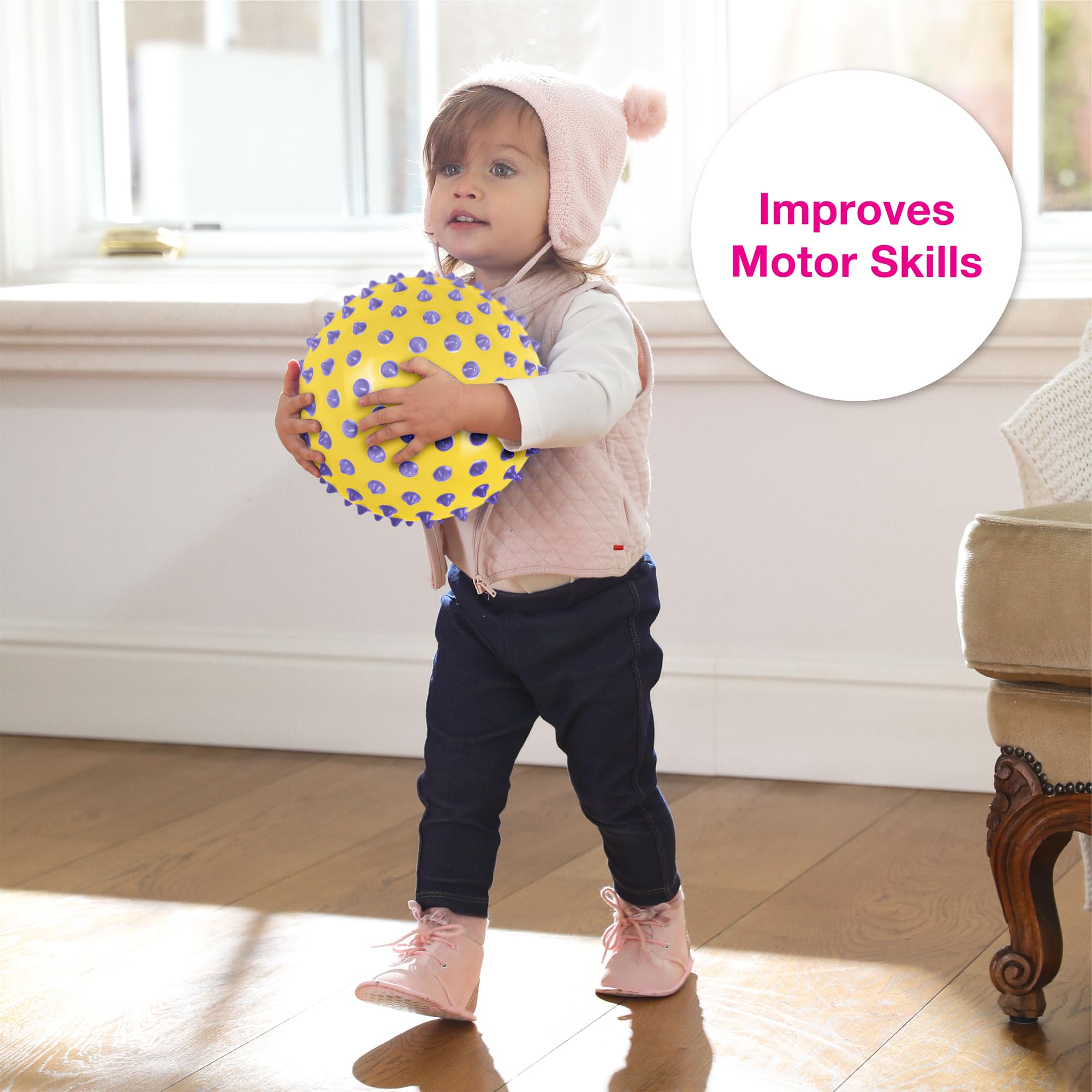 Durable Edushape ball is BPA-free and ready for rough toddler use.