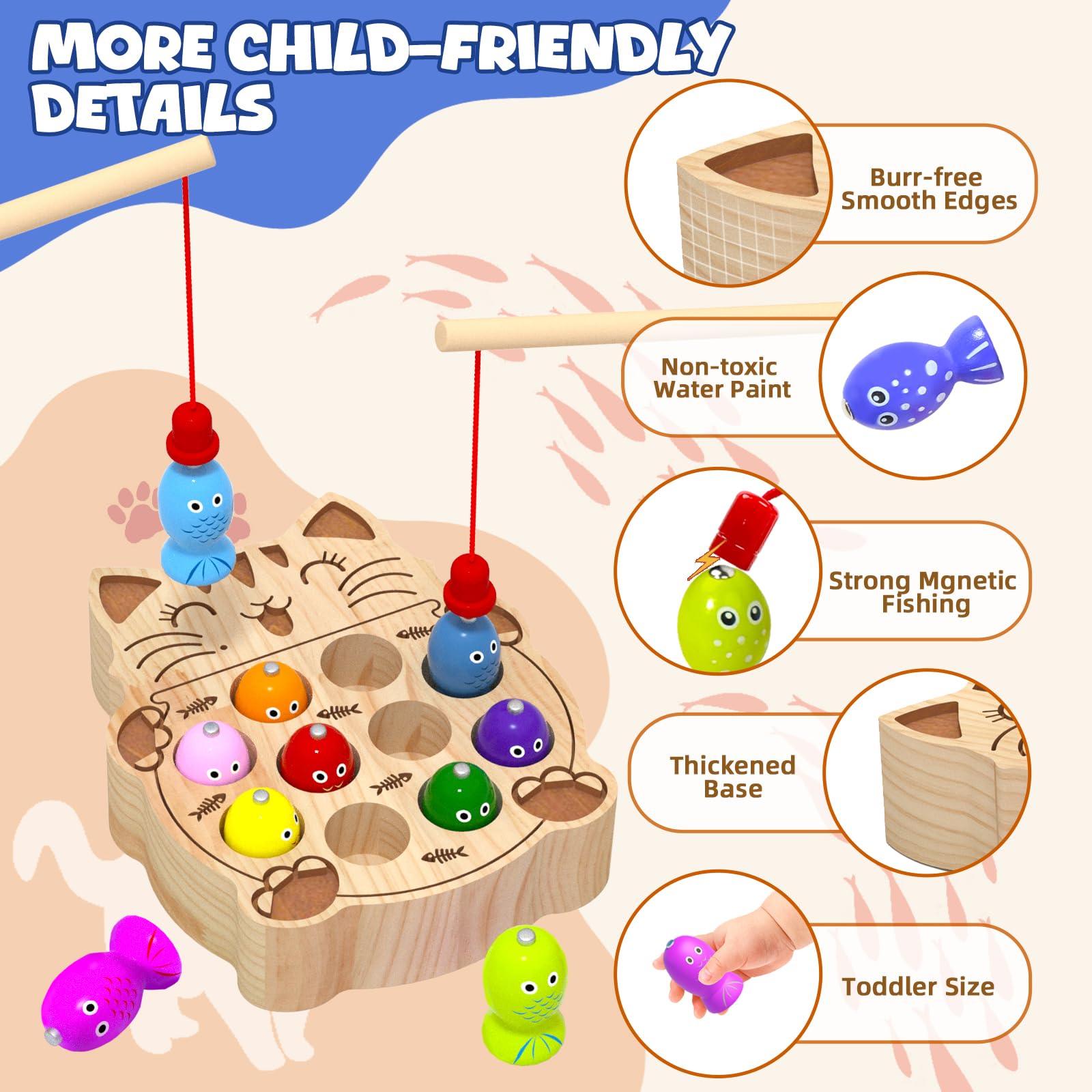 edutree colorful wooden fish promote color recognition during games